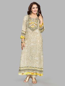 Fantasia - Women Beige Long Printed Kurta
