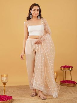 Zuri - Peach Embroidered Organza Dupatta