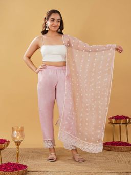 Zuri - Pink Embroidered Organza Dupatta