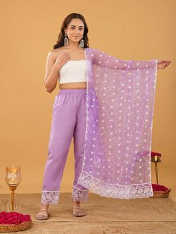 Zuri - Purple Embroidered Organza Dupatta