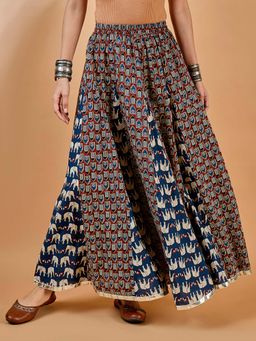 WineRed - Women's Printed Godet Skirt