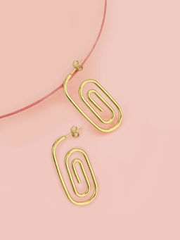 Carlton London - 18kt gold plated Paper Clip drop earring