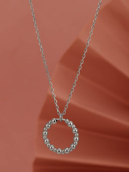 Carlton London - Rhodium Plated Circular Pendant Necklace
