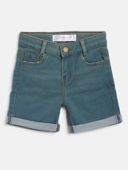 Tales & Stories - Girls Blue Cotton Blend Regular Fit Solid Shorts