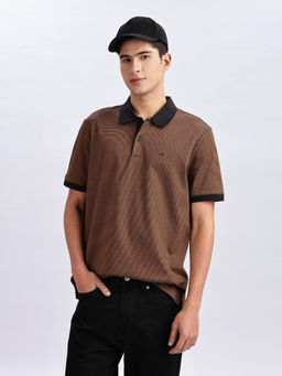 Calvin Klein - Striped Regular Fit Cotton Brown T-Shirt