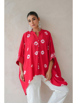 Keva Clothing - Bandhani Kaftan Shirt-Red