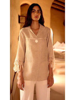 Basanti Kapde aur Koffee - Ivory Stone Drift Jute Shirt