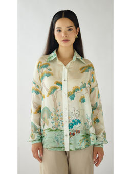 Basanti Kapde aur Koffee - The Wild Silk Peacock Garden Shirt