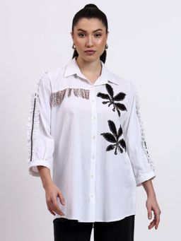GAGAN VOHRA - White Cotton Collar Neck Shirt