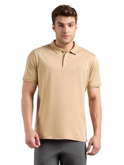 SKECHERS - Men's Highlander Front Zipper Beige Polo T-Shirt
