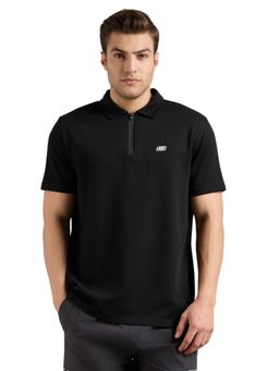 SKECHERS - Men's Oversized Flock Branding Black Polo T-Shirt