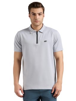 SKECHERS - Men's Oversized Flock Branding Grey Polo T-Shirt