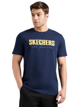 SKECHERS - Men's Hand Painted Navy Blue T-Shirt
