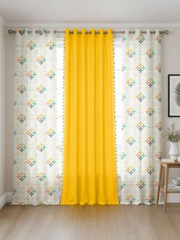 Urban Space - Cotton Curtains Mosaic Yellow & Aura Yellow (Pack of 3)