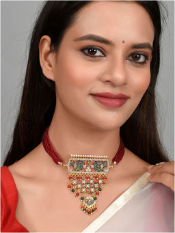 Silvermerc Designs - Gold Plated Traditional Ethnic Layered Long Necklace