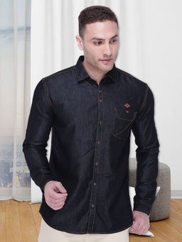 KUONS AVENUE - Mens Black Denim Casual Shirt