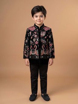 ETHNIKS NEURON - Ethniks Neu-Ron Kurta with Pant and Jacket-Black