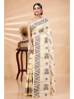 DipDiya - Brown Pure Cotton Woven Handloom Saree With Unstitched Blouse