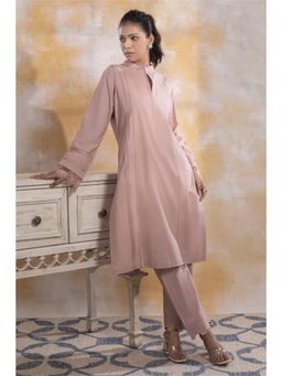 etre comfortwear - Pink Cotton Blend Full Sleeves Round Neck Solid Co-ord Set