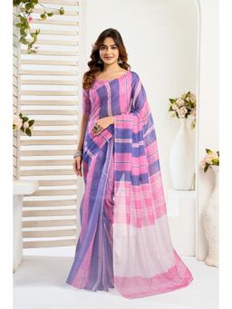 BFM - Lavender Stripes Printed Ready To Wear Saree with Unstitched Blouse