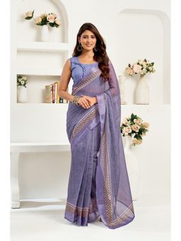 BFM - Lavender Printed Ready To Wear Saree with Unstitched Blouse