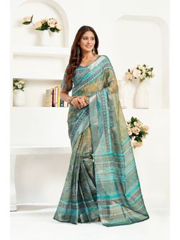 BFM - Multi-Color Printed Ready To Wear Saree with Unstitched Blouse