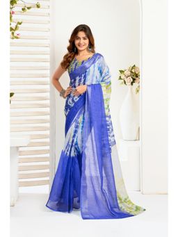 BFM - Blue Tie & Dye Printed Ready To Wear Saree with Unstitched Blouse