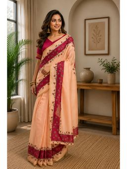 BFM - Coral Floral Printed Ready To Wear Saree with Unstitched Blouse