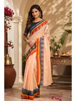 BFM - Peach Printed Ready To Wear Saree with Unstitched Blouse