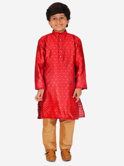 Pro Ethic Style Developer - Boy'S Silk Kurta and Chudidaar Pajama Ethnic Wear Set-Maroon