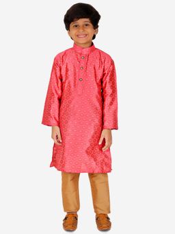 Pro Ethic Style Developer - Boy'S Silk Kurta and Chudidaar Pajama Ethnic Wear Set-Pink
