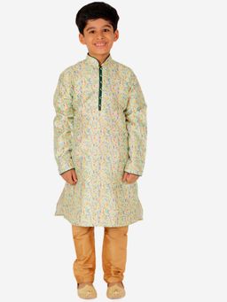 Pro Ethic Style Developer - Boy'S Jacquard Silk Kurta and Pyjama-Green