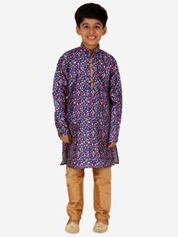 Pro Ethic Style Developer - Boy'S Jacquard Silk Kurta and Pyjama-Blue