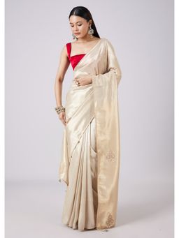 KALKI FASHION - Pastel Cream Saree with Unstitched Blouse
