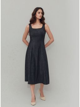 Twenty Dresses by Nykaa Fashion - Denim A-Line Midi Grey Dress