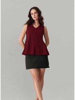 Twenty Dresses by Nykaa Fashion - Maroon Sleeveless A-Line Casual Top