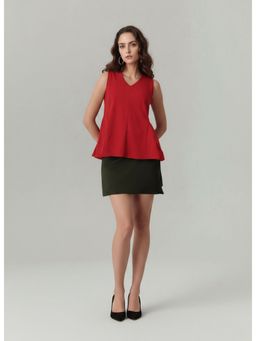 Twenty Dresses by Nykaa Fashion - Red Sleeveless A-Line Casual Top
