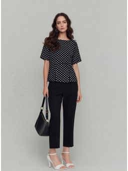 Twenty Dresses by Nykaa Fashion - Polka Dot Print Boat Neck Crepe Top