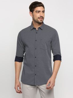 Spykar - Navy Blue Cotton Slim Fit Full Sleeve Casual Shirt