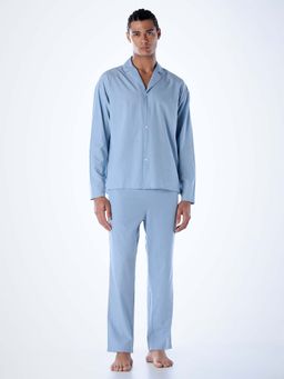 Jack & Jones - Men Regular Fit Blue Shirt & Pyjama