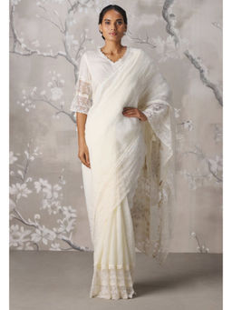 Kaveri - Off White Victoria Saree with Unstitched Blouse