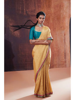 AFFROZ - Gold Tissue Jacquard Saree with Stitched Blouse