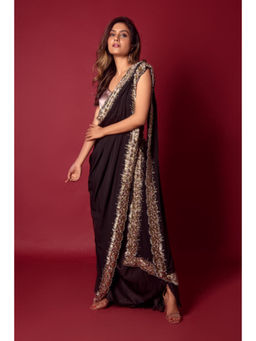 "Two Sisters" by Gyans - Black Concept Saree with Stitched Blouse