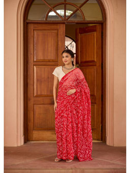 House of Chikankari - Georgette Handwork Chikankari Tepchi Saree with Unstitched Blouse