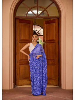 House of Chikankari - Georgette Handwork Chikankari Tepchi Saree with Unstitched Blouse