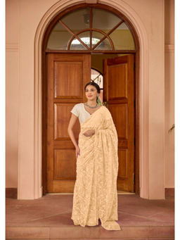 House of Chikankari - Georgette Handwork Chikankari Tepchi Saree with Unstitched Blouse