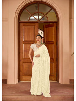 House of Chikankari - Georgette Handwork Chikankari Tepchi Saree with Unstitched Blouse