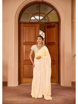 House of Chikankari - Georgette Handwork Chikankari Tepchi Saree with Unstitched Blouse