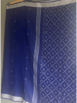 PRATHAA - Navy Blue Jamdani Saree with Unstitched Blouse