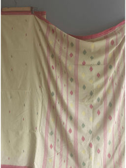 PRATHAA - Cream Jamdani Saree with Unstitched Blouse